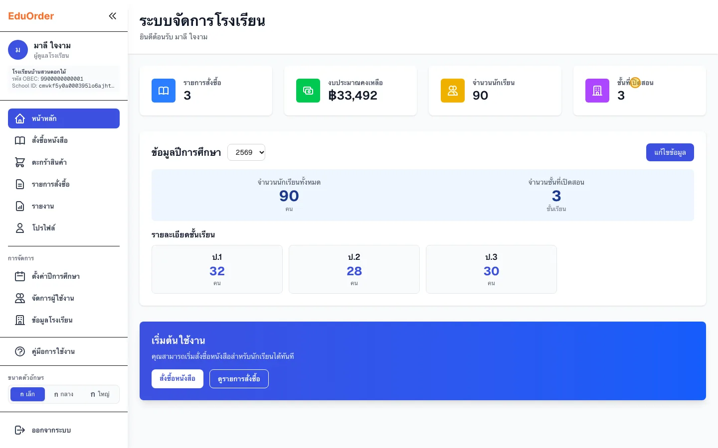 หน้าหลักของโรงเรียน